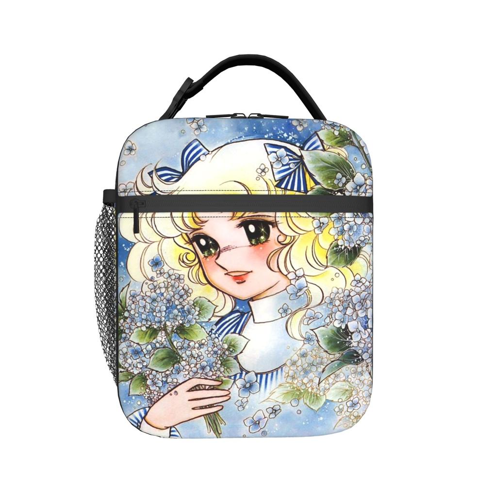 Candy Candy Flowery Insulated Lunch Bag High Capacity Kawaii Cute Girl Anime Reusable Cooler Bag Lunch Box Tote Bento Pouch