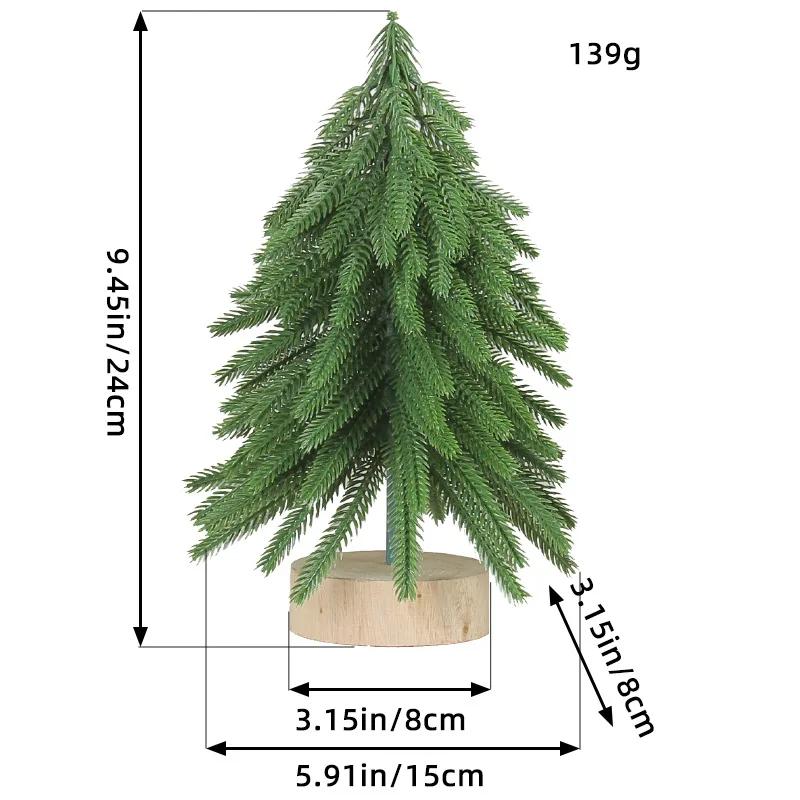 Mini Artificial Christmas Tree Frosted Bottle Brush Christmas Tree with Wood Base Pine Tree for Christmas Home Table Top Decor
