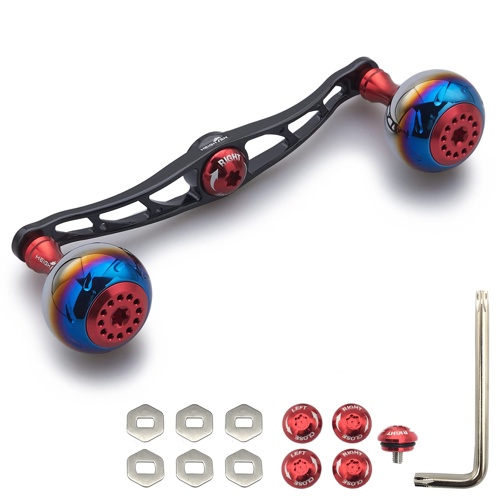 

HEIGHTEN Reel Handle for Abu Garcia Universal Baitcasting Reels Aurora Series Red 130/120/115mm Shimano, Daiwa, (115mm, & Black) (368)