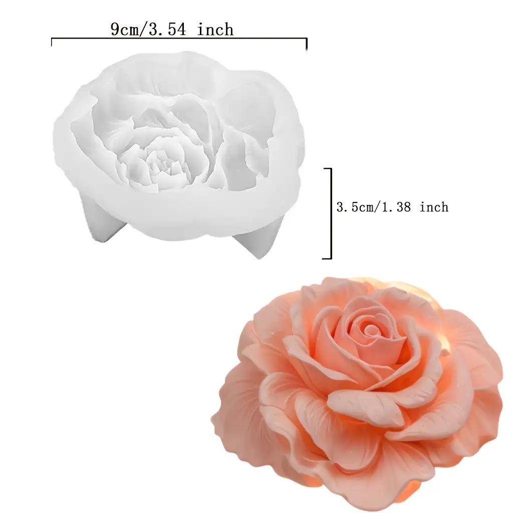 1 Piece 3D Elegant Rose Silicone Mold - Reusable Flexible Mold for Candle, Resin Art, Handmade Soap and Clay Making, Exquisitraft Enthusiasts