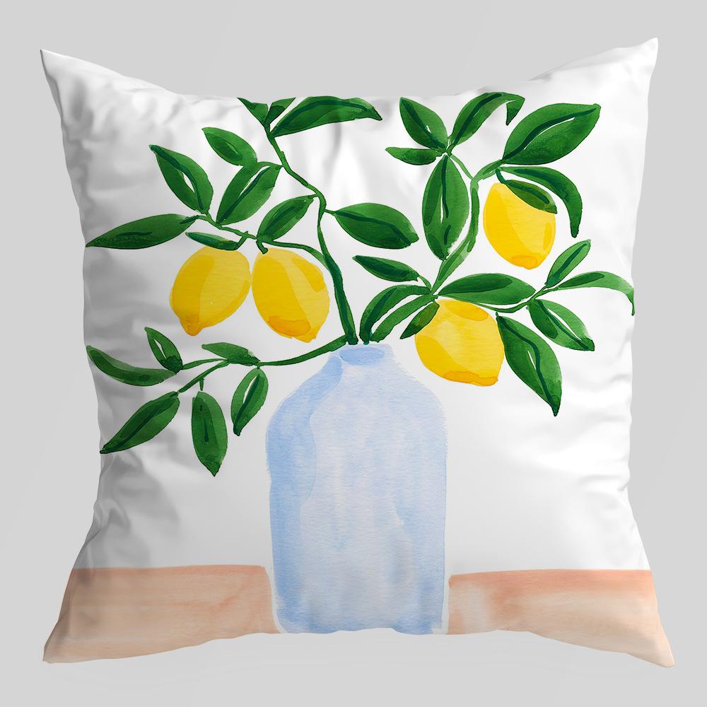 Abstract Green Plant Figures Seascape Pillow Cover Nordic Ink Painting Short Velvet Sofa Car Pillow Cushion Cover