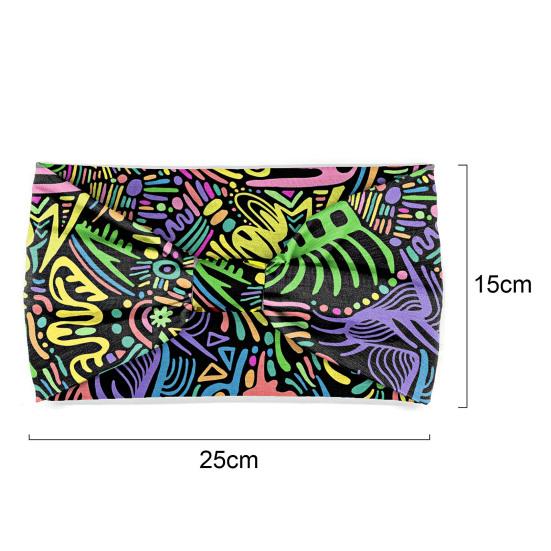 Wide Sweat Absorbing Sports Headband Quick Drying Stretchy Women Bohemia Style Plaid Pattern Yoga Headwrap Hair Accessories