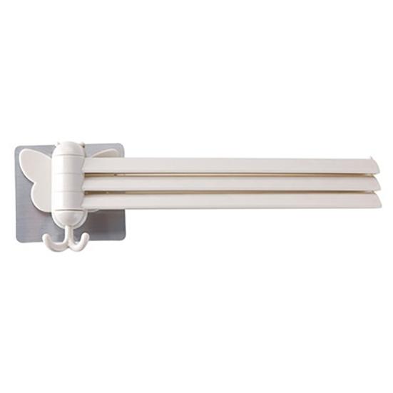 Bathroom Towel Organizer Kitchen Wall Mount Folding Hanger Rotating Hook Rack