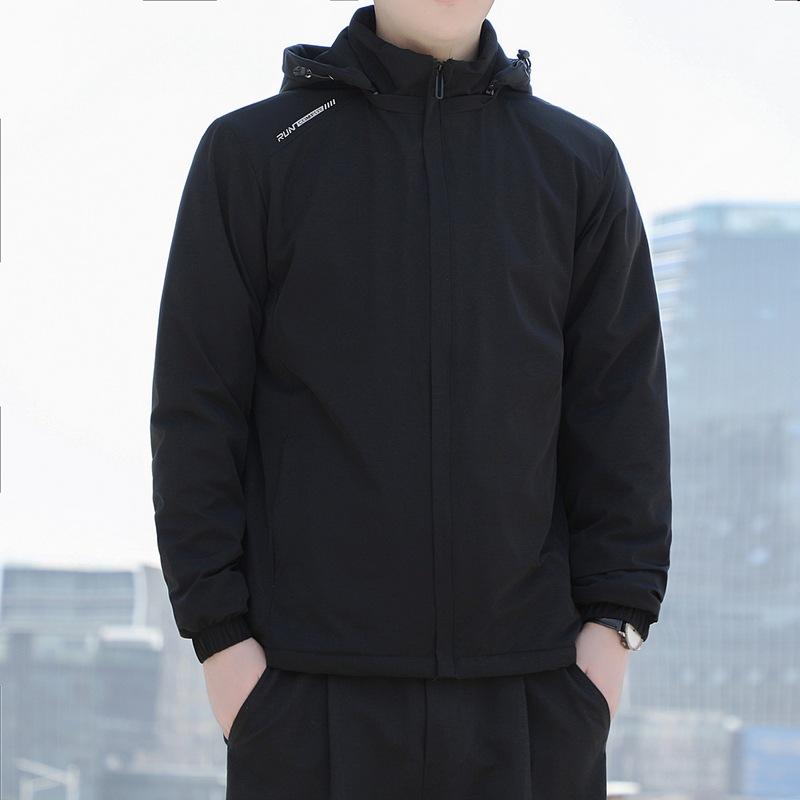 

Hooded cotton-padded jacket Winter thickened jacket Fashion casual jacket Removable hooded cotton-padded jacket XL чорний