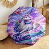 1pc Purple Unicorn Umbrella Portable Folding Umbrella Iron Frame Hole Bone Structure Outdoor Home Umbrella