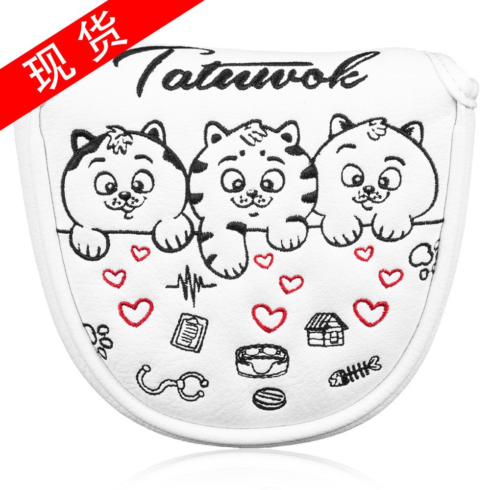 Nowe Pokrowiec na Główkę Kija Golfowego Putter - Wzór z Kreskówkowym Kotem