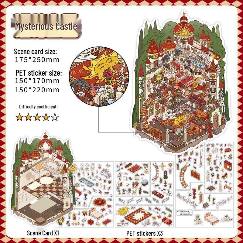 Infeel.Me My Little House Series: 24 Scenery Stickers (2.5D, Large, 4 Sheets)