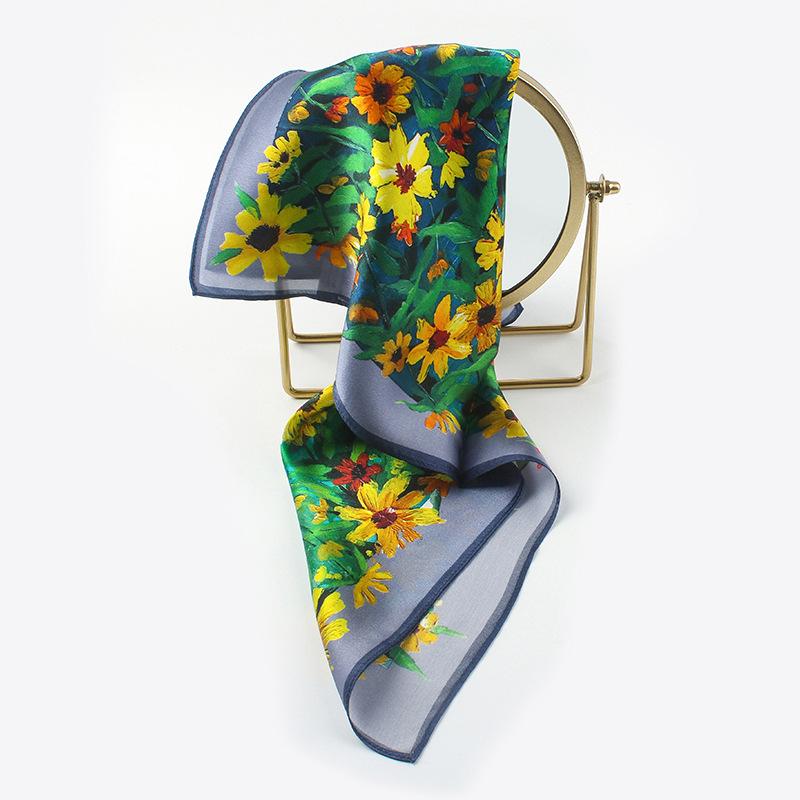 

Silk Scarf Versatile Print 53 * 53 Square Scarf Summer Temperament Scarf Women s Gift 53 * 53CM