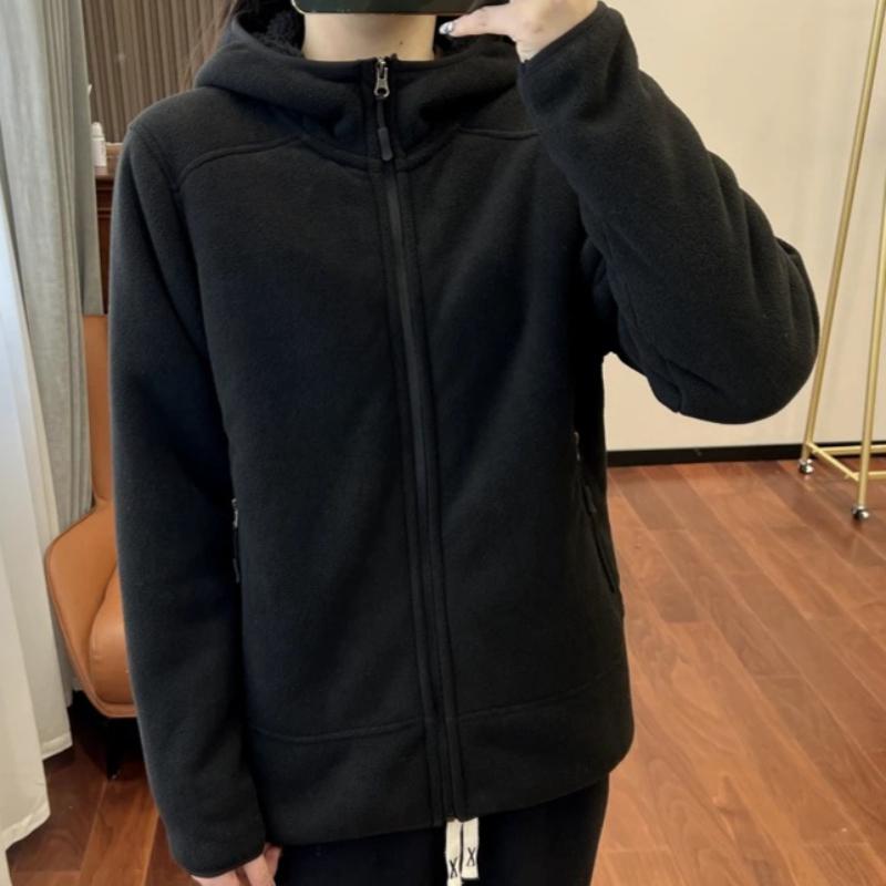 Men Fleece Hoodies Spring Sweatshirts Zipper Pockets Long Sleeves Hooded Thick Loose Y2k Casual Office Autumn Winter