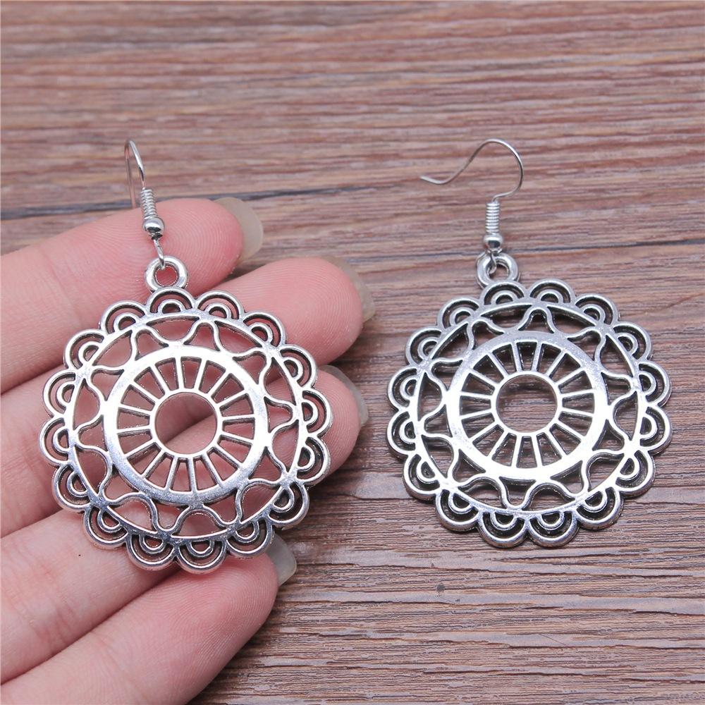 38 Styles Women Ethnic Style Jewelry Earrings Bohemia Carved Round Oval Waterdrop Flower Pattern Dangle Earrings Drop Earrings
