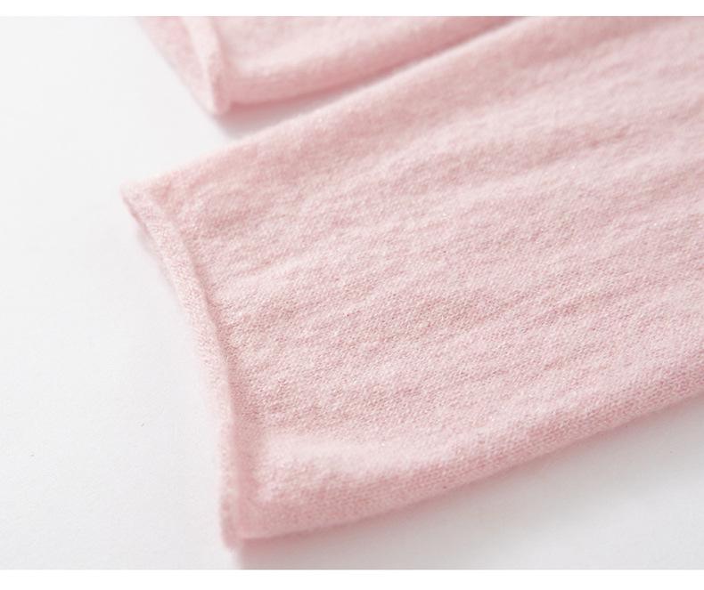 Early Autumn Lightweight Gold Thread Pure Cashmere Solid Round Neck Loose Pullover Sweater for Women