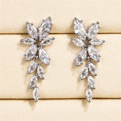 Huitan Brilliant Crystal CZ Dangle Earrings Bridal Wedding Engagement Party Luxury Ear Accessories Hot Fashion Jewelry for Women