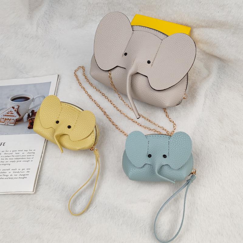 Korean  Solid Color Pu Leather Phone Purses Mini Elephant Crossbody Bags Ladies Lovely Casual Bags For Women