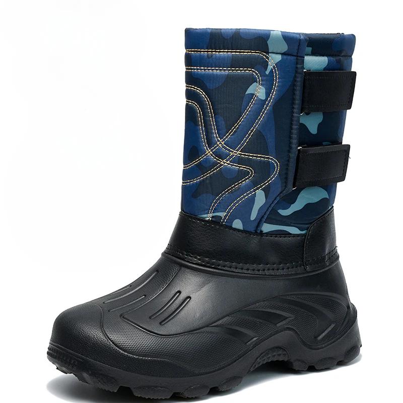 2024 thick soled EVA rain boots men's plush warm snow boots waterproof and cold resistant cotton shoes