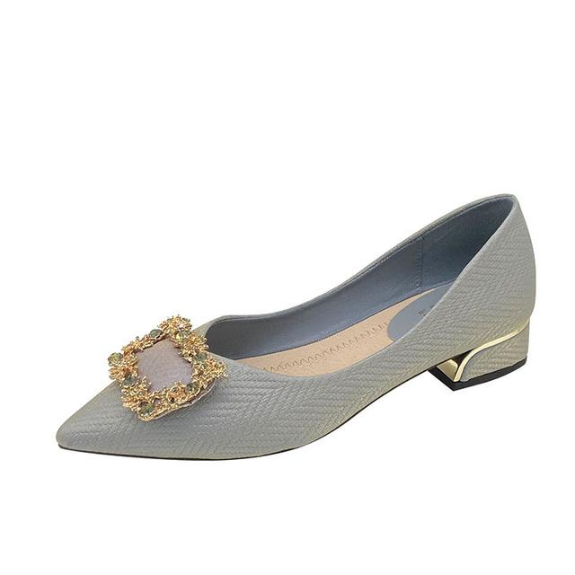 

Нові повсякденні жіночі туфлі з гострим носком і стразами 2024 року, товстий каблук, високий каблук 4 см, модне жіноче взуття з металевою квадратною пряжкою великого розміру 43 синій