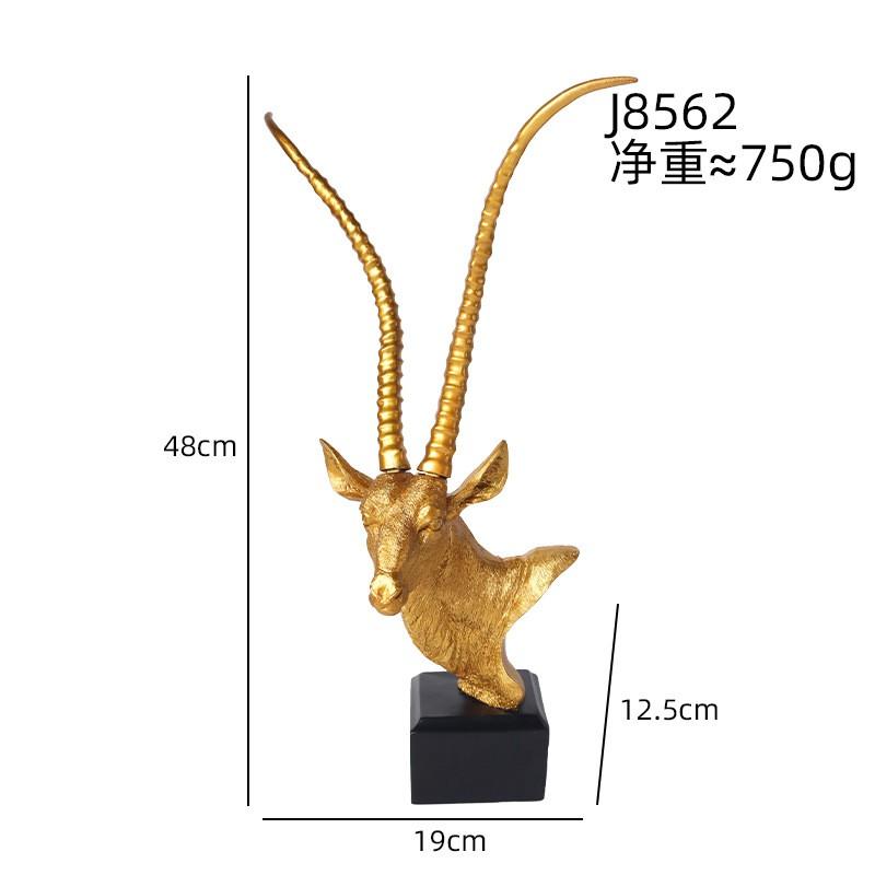 Resin Antelope Head Sculpture Decorative Figurine Living Room Bedroom Office Desk Modern Luxury Home Decor J8562