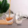250ml Double Wall Coffee Mug Flower Filler Glass Cups Tea Coffee Cup With Handles Heat Resistant Mug Gift