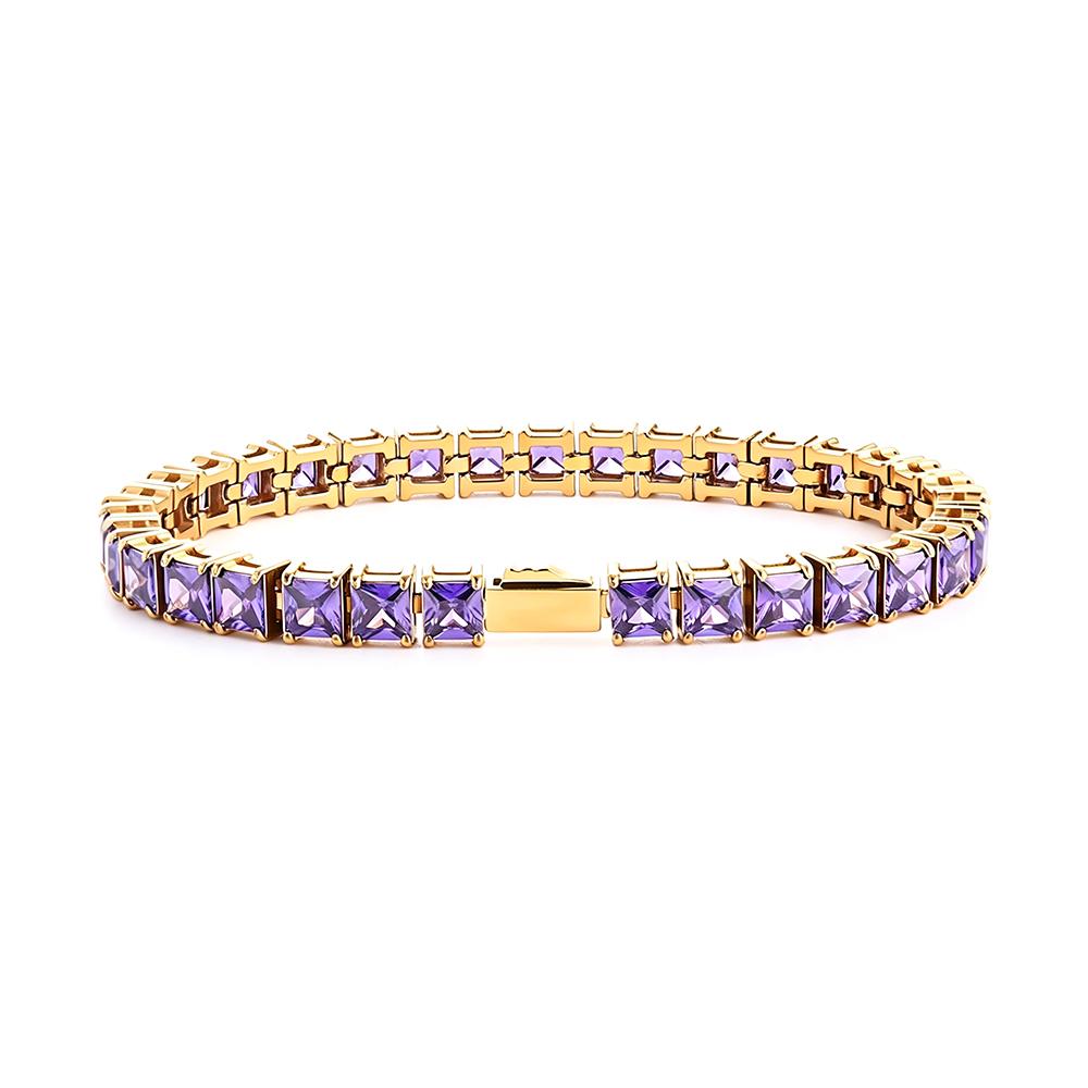 Multi-colored fashionable 4mm wide tennis chain, zircon sparkling hip-hop style exquisite jewelry bracelet for men and women
