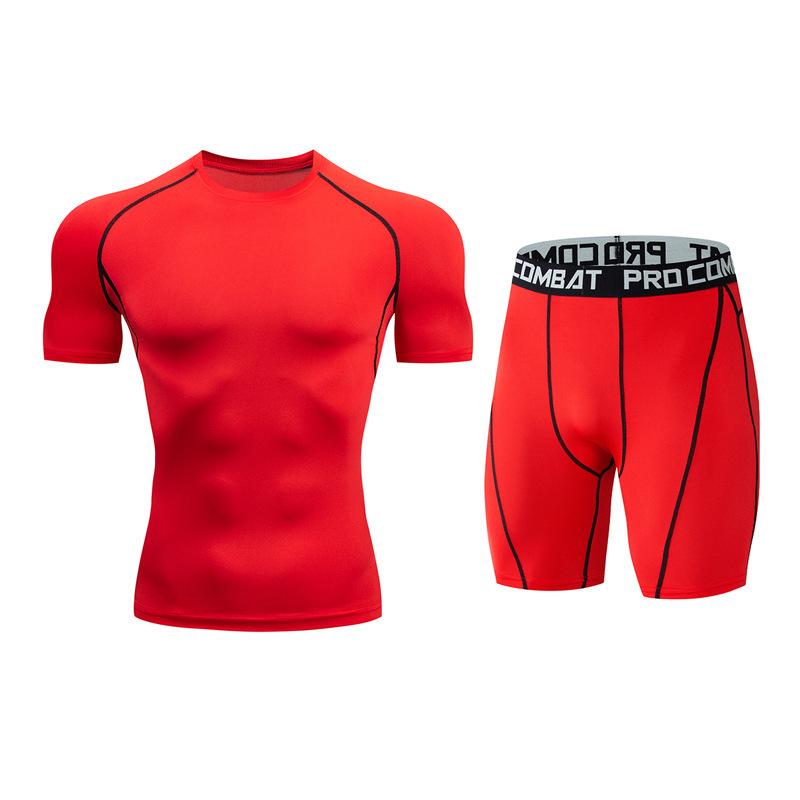 Men's Quick-Dry Athletic Two-Piece Set: Breathable, High-Elastic Short-Sleeve Top & Shorts