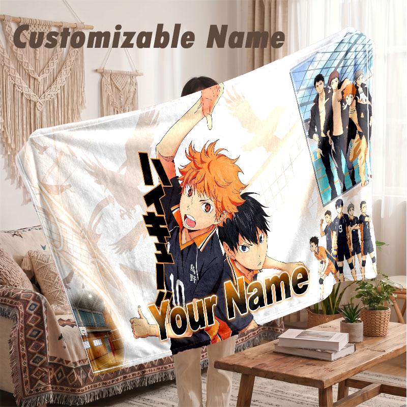 Custom Name Flannel Blanket,Haikyuu Lightweight Warm Bed Blanket For Couch & Holiday Gift