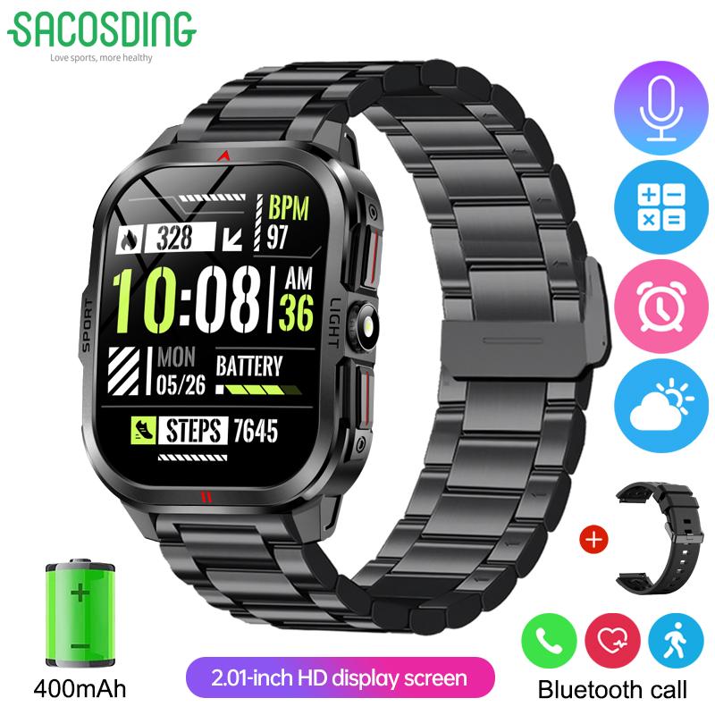 SACOSDING Rugged Smart Watch Men Outdoor Sport Smart Watches Heart Rate Monitor Bluetooth Call Man Smartwatch For Androd ios