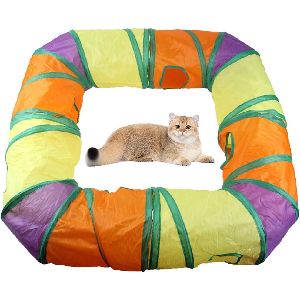 Cat Tunnel LShape Foldable Design with Peekholes for Indoor Cats Kittens and Small Pets