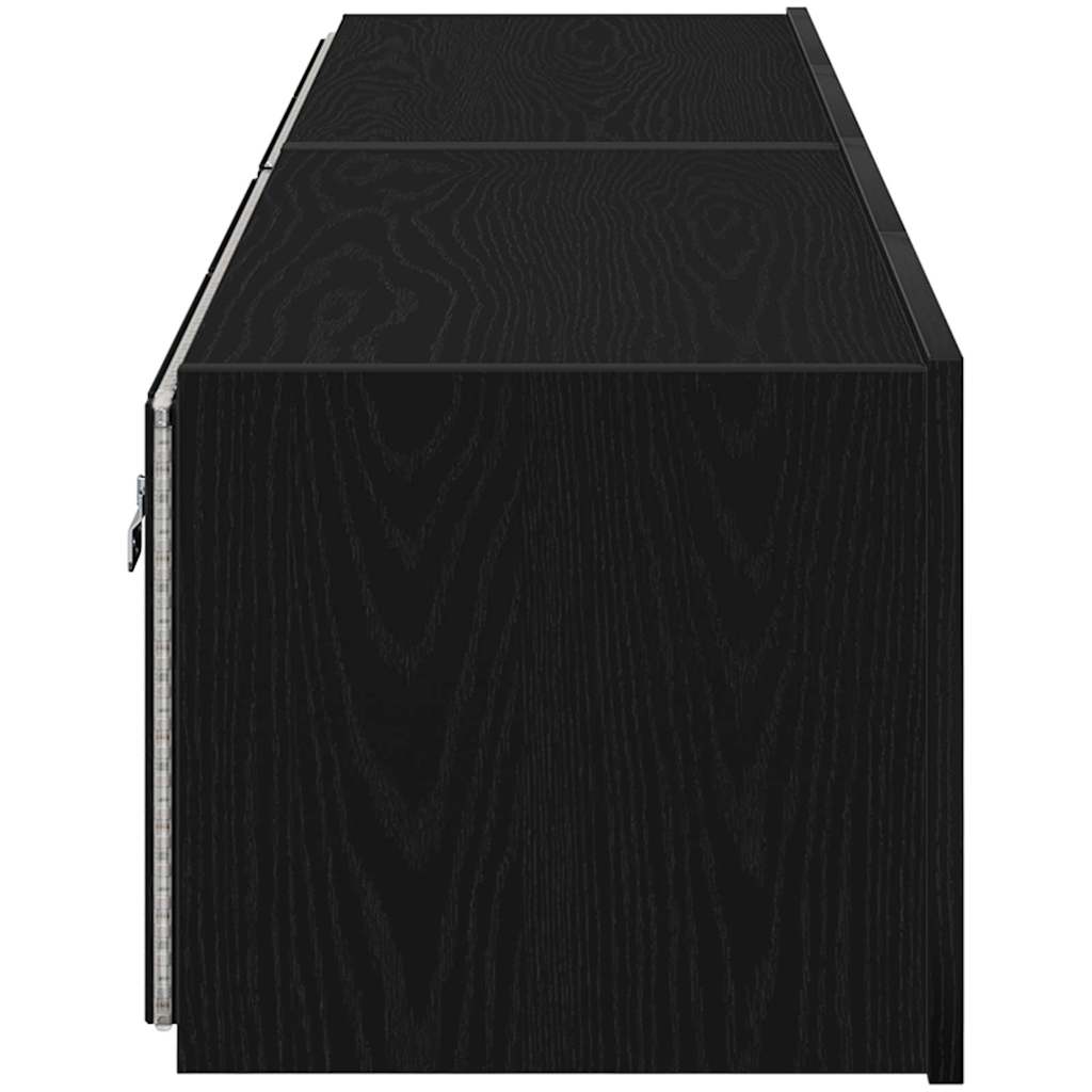 TV Wall Cabinet 2 Pcs Black Oak Effect 80 X 35 X 31 Cm