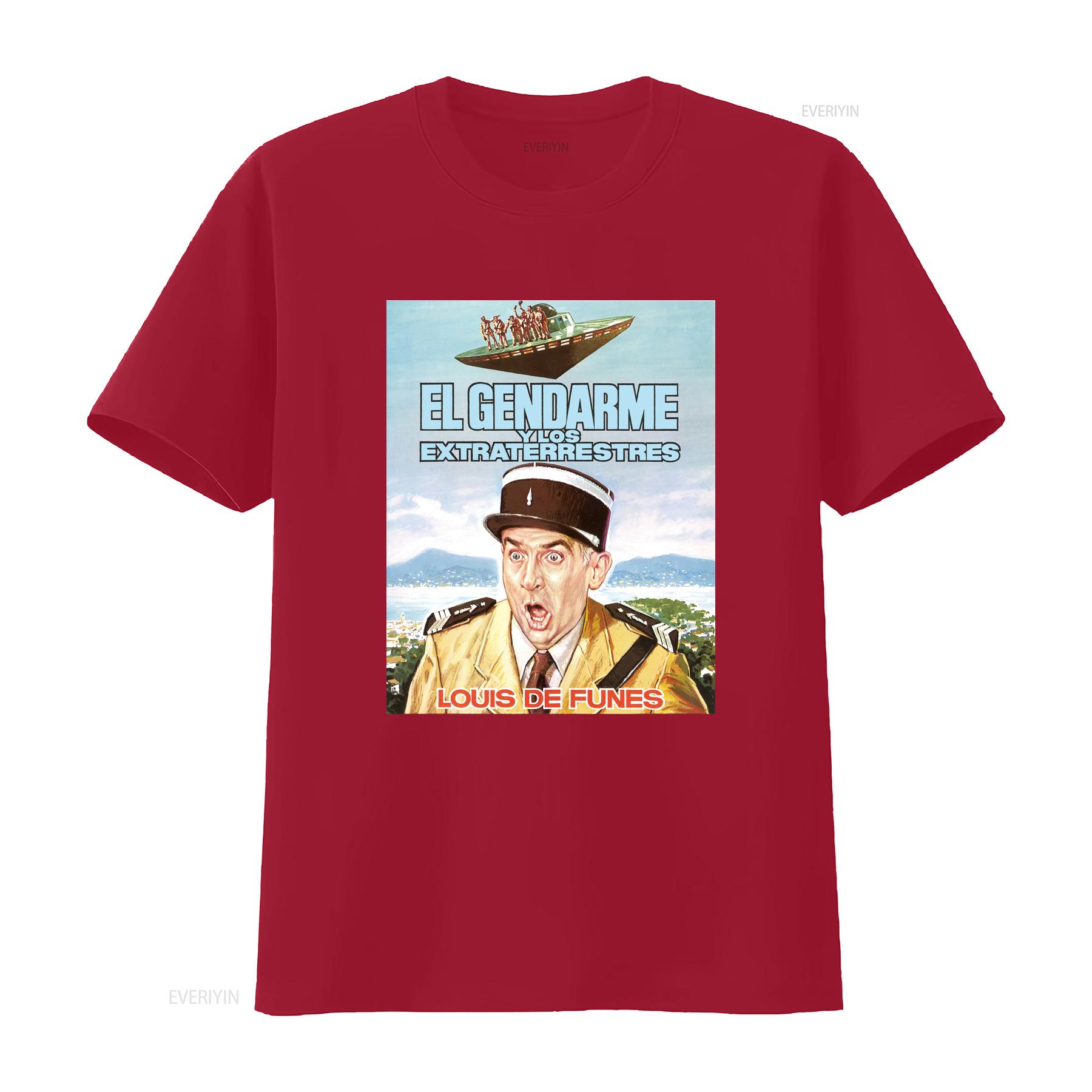 

Louis De Funes The Gendarme And Extra Terrestrials T shirt Classic Movie Design Casual vintage Washed Breathable Stylish Unisex S