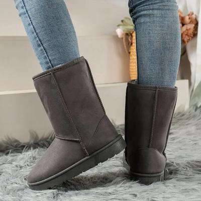 Damen Schuhe im Sale Hohe Qualität Winter Schlupfstiefel Mid-calf Damenstiefel Uni Lässig Schneestiefel Große Größe Plateau Stiefel