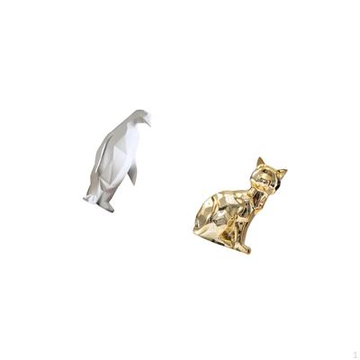 Penguin Cat Sculpture Figurine Collectable Craft Decorative Ornament Resin Animal Statue Art for