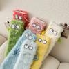 1 Pair Women Imitation Mink Fleece Socks Ultra Warm Big Eyes 3D Cartoon Socks Elastic Fit Soft Thick Cozy Thermal Socks