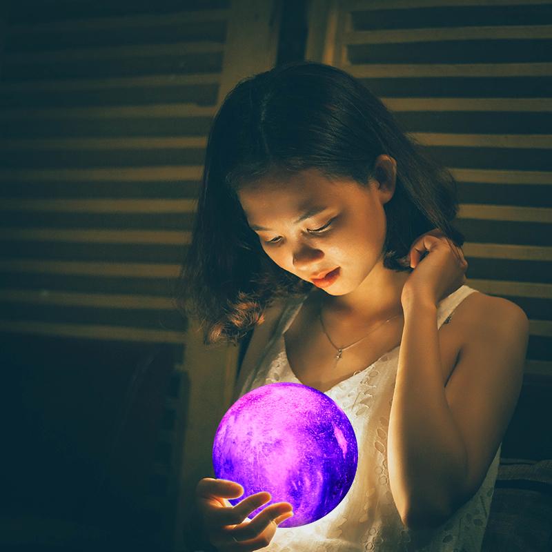 Smart Remote Control Dimming Color Changing Moon Lamp Small 3D Decoration Wireless Speaker Moon