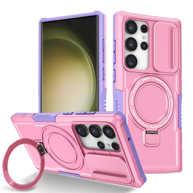 New Model Suitable for Samsung S25 Ultra Fulcrum Magnetic Push Window Mobile Phone Case Note20U Anti Fall Bracket Protection Case