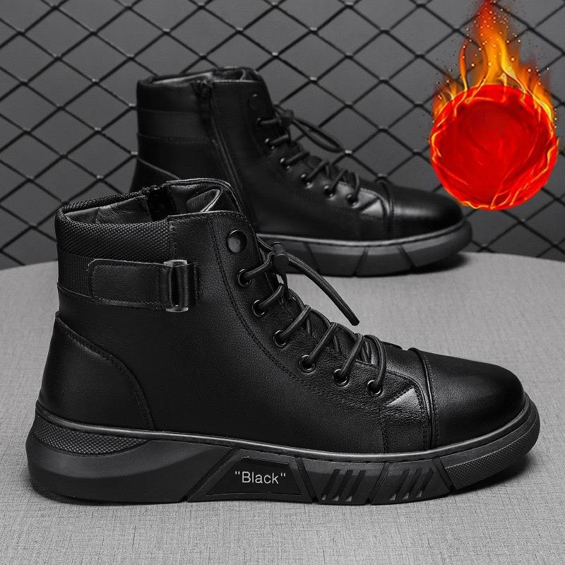 

Mens Soft Elastic Winter Warm Cold Padded Snow Boots Thick Soles Non-slip Wear Outdoor Leisure Sports Martin Workwear Cotton Boots 44