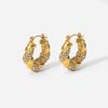 18K Gold & Zircon U-Shaped Irregular Twisted Earrings for Women