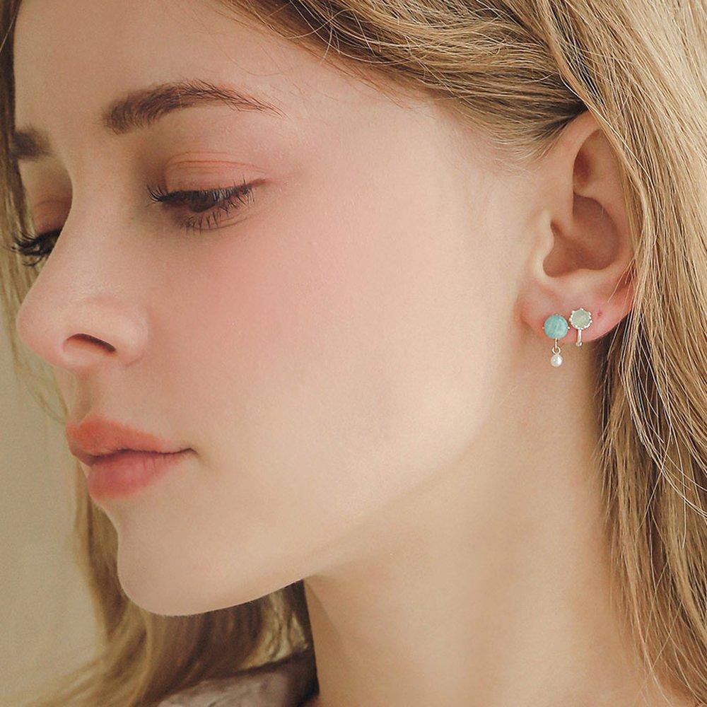 J.Lauren Aventurine Carnelian Silver One-Touch Earrings M03684