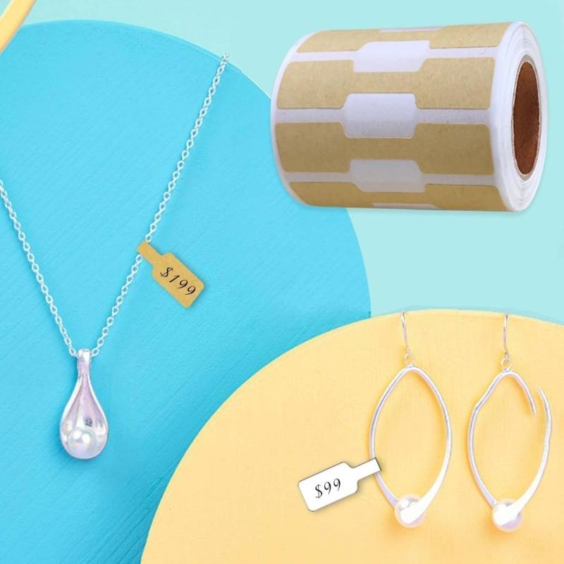 Opakowanie 500 Naklejek Jubilerskich Samoprzylepne Etykiety Cenowe do Wyświetlania Ręcznie Robione Etykiety z Naturalnego Papieru Kraft do Dekoracji