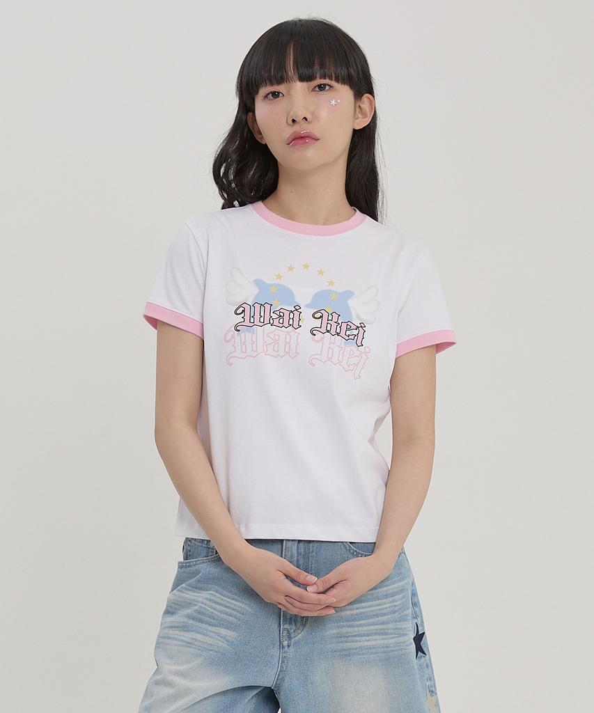 WAIKEI Angel Dolphin Short Sleeve T-Shirt White