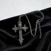 Stylish Gothic Inspire Necklace With Intricate Crosses And Heart Detail