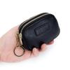 Genuine Leather Coin Purse Women's Compact Mini Double Zipper Storage Bag Large Capacity Key Ring Small