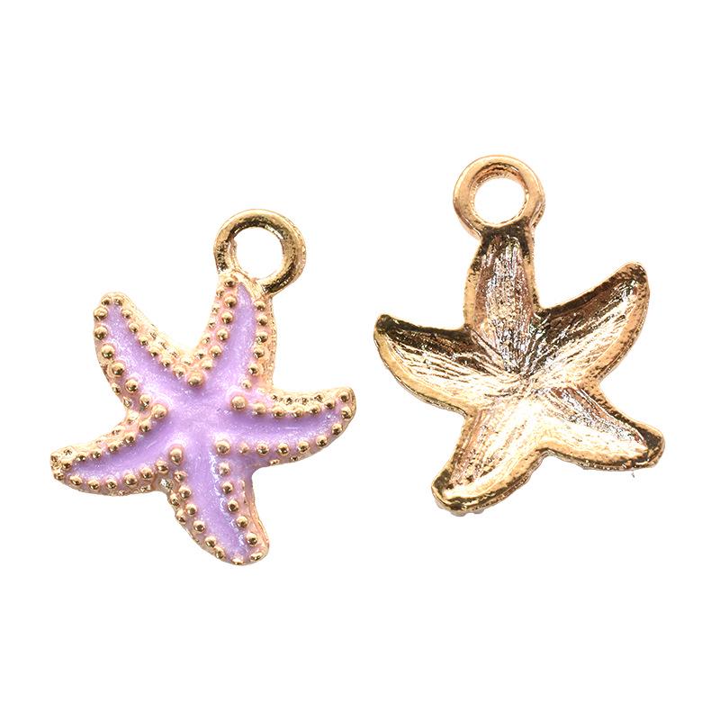 Multicolor Starfish & Seashell Conch Pendant — Marine Life DIY Alloy Jewelry Accessory