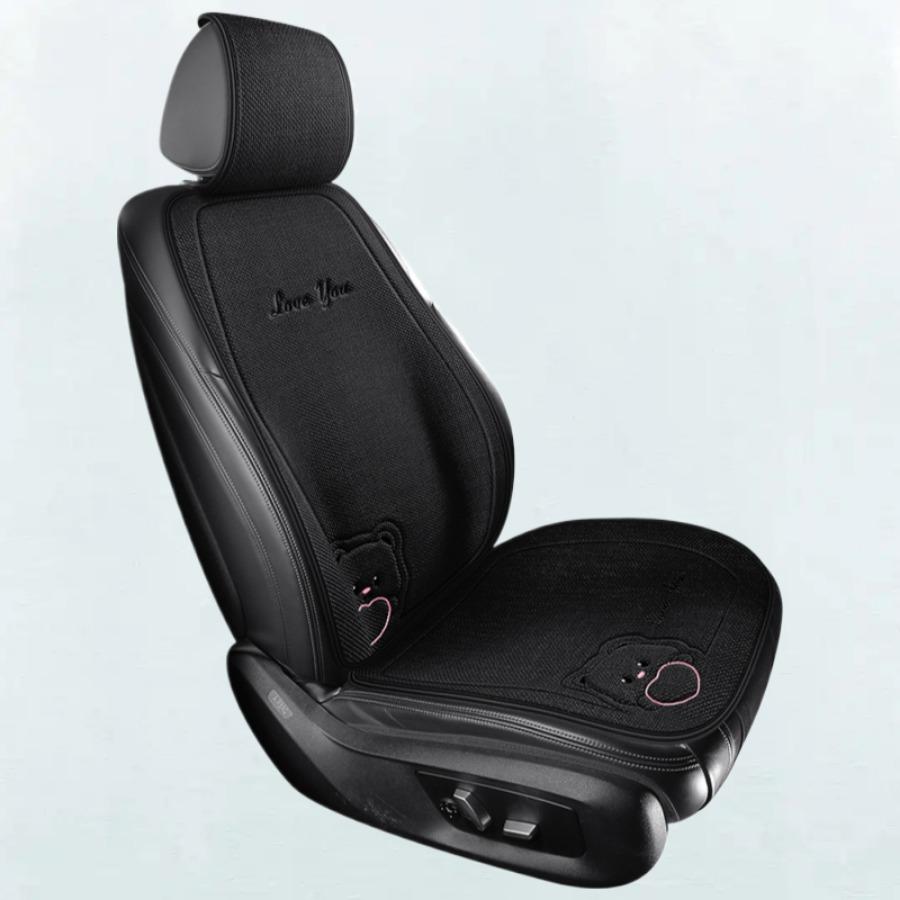 Lovely Bear Car Seat Cushion for Front Seat Soft & Breathable Linen Fabric for All Seasons Universal Fits Most Cars