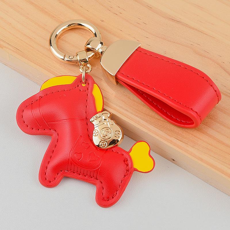 Pregevole Ciondolo Scuola in Pelle Cartoon - Portachiavi con Ciondolo Cavallo Carino Regalo