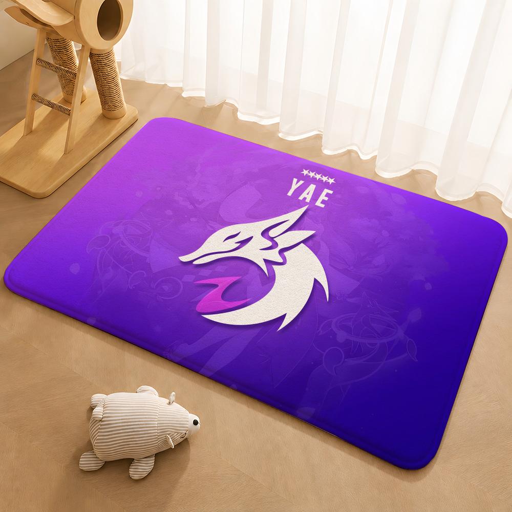 Genshin Impact Yae Miko Floor Mat Floor Mat Soft Flannel Non-Slip Door  Rug for Living Room