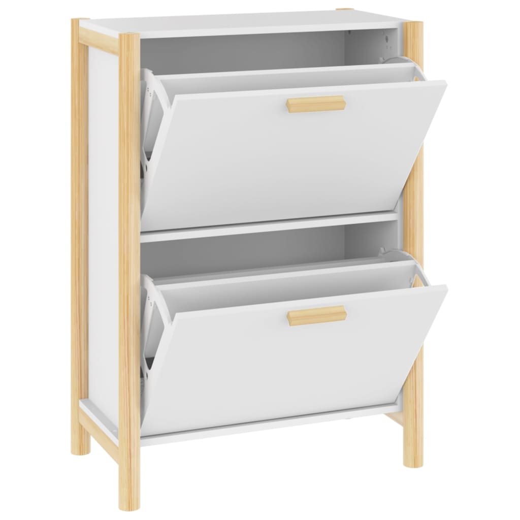 Shoe Cabinet White 57.5 X 33 X 80 Cm Engineered Wood