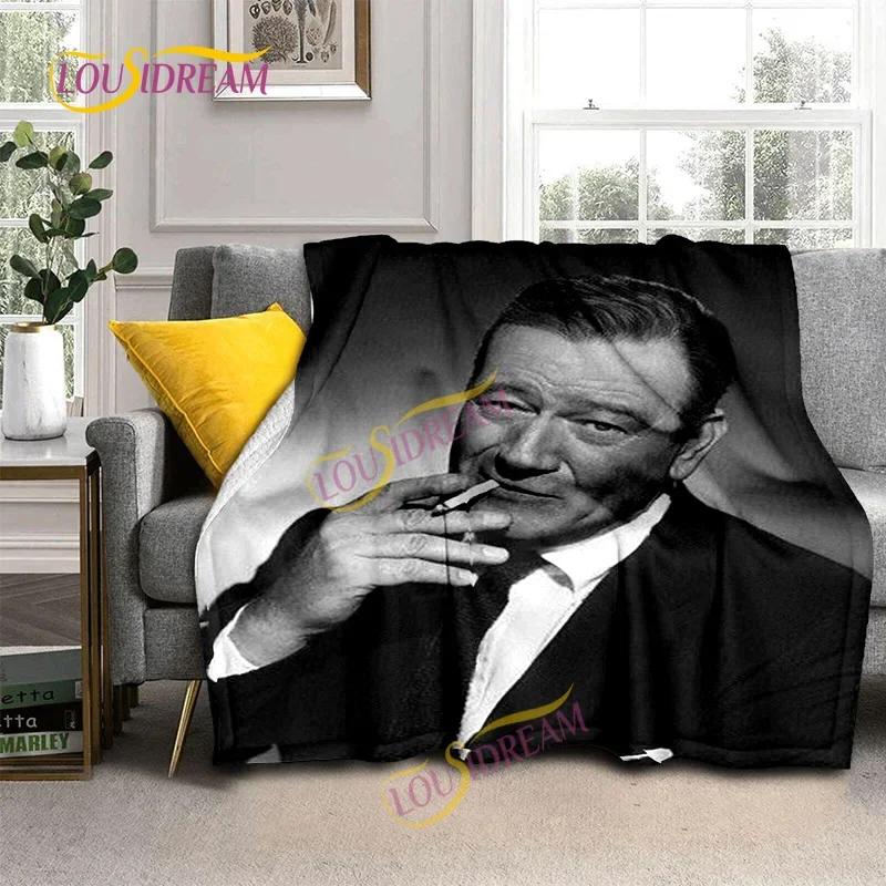 John Wayne Blanket Super Soft 3D Printed Famous Cowboy Actor John Wayne Flannel Blanket Home Bedroom Washable Warm Lazy Blanket