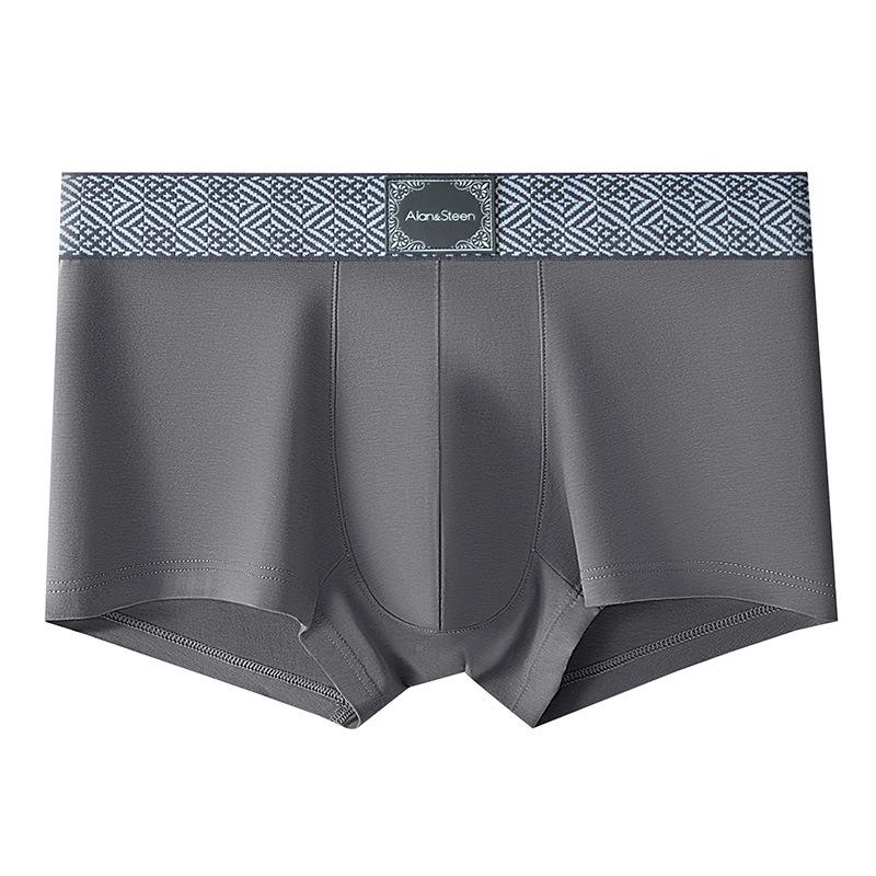 Summer Men s Breathable Boxer Briefs - Solid Color, Plus Size, Youthful Style 3XL серый