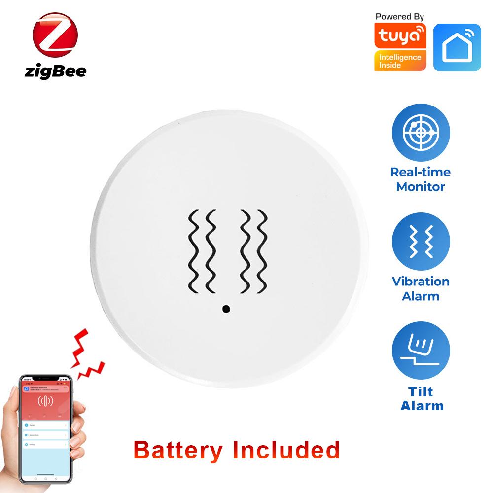 

Tuya ZigBee Smart Vibration Tilt Sensor Real Time Monitor Door Window Detection Alarm Home Security Protection for Zigbee2MQTT 3V