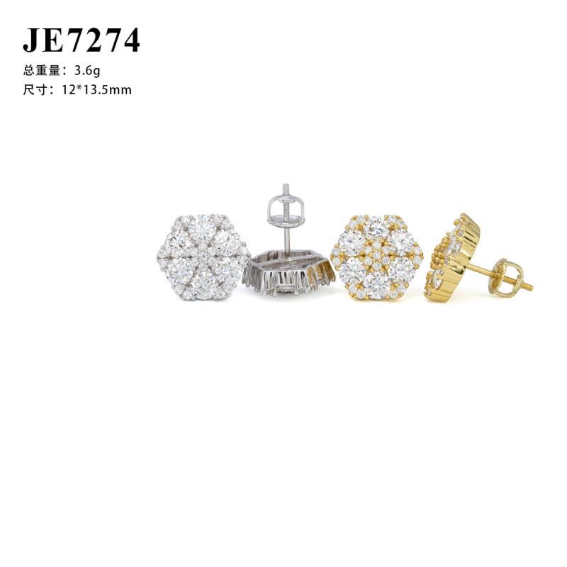 Hip Hop Floral Stud Earrings Men Women Sterling With Moissanite Crystal Accents Gold Rose White