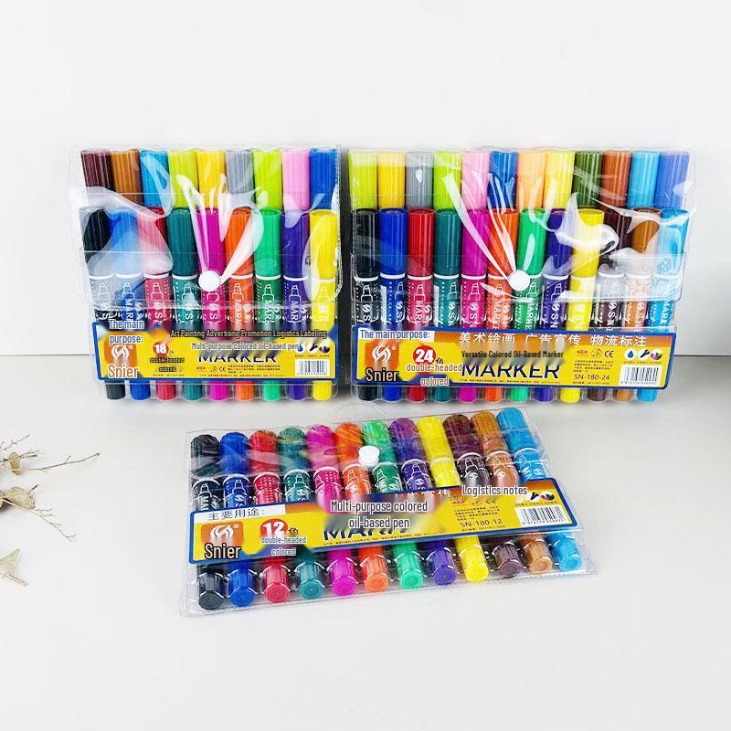 Snell Double-Ended Oil-Based Marker Pens - 24/30 Colors for Children and POP Art